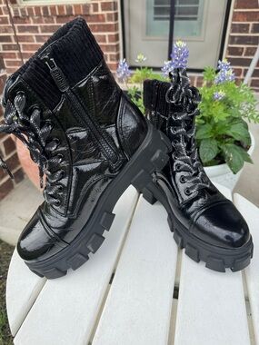 Sam Edelman High Shine Lug Combat Boots